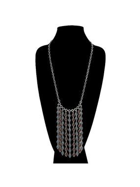 PREMIER DESIGNS Reversible Turquoise & Tigers Eye Silver Fringe Necklace | NWT